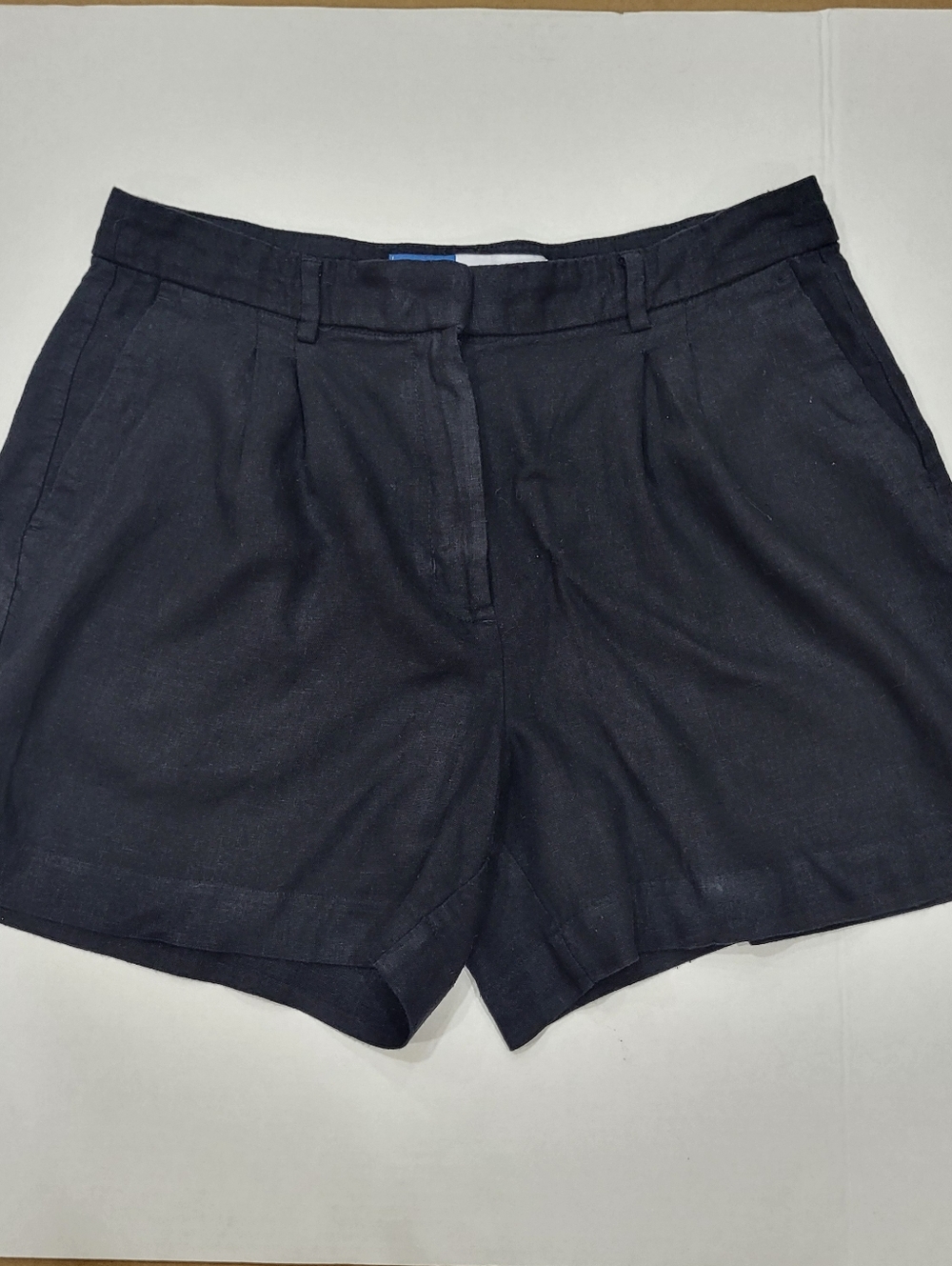 Old Navy Size M Linen Extra High Rise Taylor Black Pleated Shorts Summer Preppy